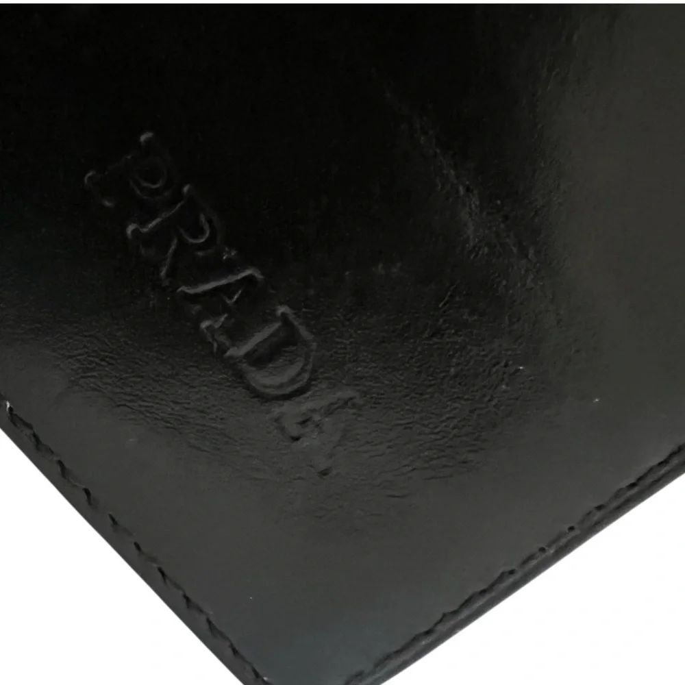 Prada card wallet black calfskin smooth leather 6” x4” vintage